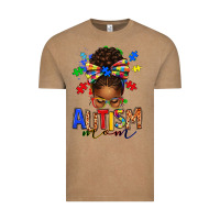 Vintage Coffee autism mom afro messy bun Vintage Tee - texasbilliewilder