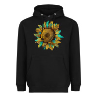 Black sunflower with leopard and turquoise Heavyweight Hoodie - Artiststas