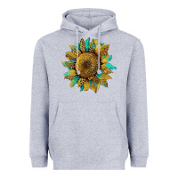 Heather Grey sunflower with leopard and turquoise Heavyweight Hoodie - Artiststas