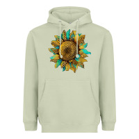 Matcha sunflower with leopard and turquoise Heavyweight Hoodie - Artiststas
