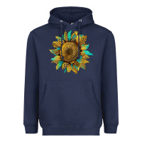 Navy sunflower with leopard and turquoise Heavyweight Hoodie - Artiststas