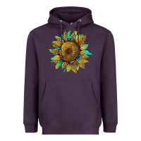 Plum sunflower with leopard and turquoise Heavyweight Hoodie - Artiststas