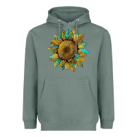 Sage sunflower with leopard and turquoise Heavyweight Hoodie - Artiststas