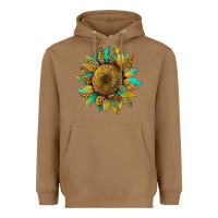 Toasted Coconut sunflower with leopard and turquoise Heavyweight Hoodie - Artiststas