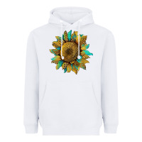 White sunflower with leopard and turquoise Heavyweight Hoodie - Artiststas