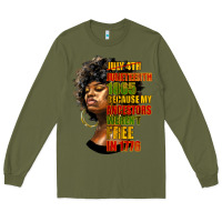 Army Green juneteenth 1885 because my ancestors weren't free in 1776 black woman Long Sleeve Tee - HRA Design Shop