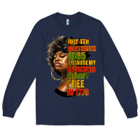 Navy juneteenth 1885 because my ancestors weren't free in 1776 black woman Long Sleeve Tee - HRA Design Shop