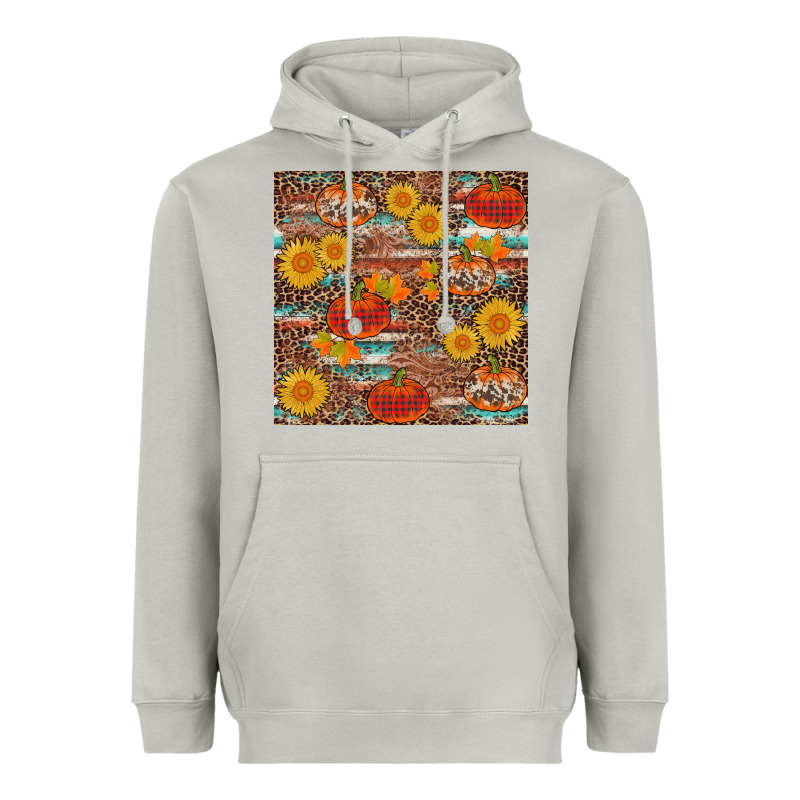 Pumpkin Plaid Sunflower Seamless Min Heavyweight Hoodie by AdoDesignShop | Teevron