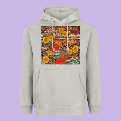 Pumpkin Plaid Sunflower Seamless Min Heavyweight Hoodie Designed By Adodesignshop