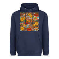 Navy pumpkin plaid sunflower seamless min Heavyweight Hoodie - AdoDesignShop