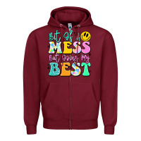 Burgundy bit of a mess but doing my best Zipper Hoodie - JahusDesignShop