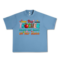 Pebble Blue this teacher wears her heart on her sleeve Urban Heavy Tee - texasbilliewilder