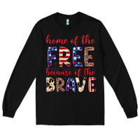 Black Home of the free because of the brave Long Sleeve Tee - Neo Western