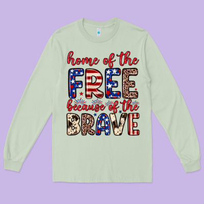 Home Of The Free Because Of The Brave Long Sleeve Tee Designed By Neo Western