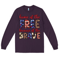 Plum Home of the free because of the brave Long Sleeve Tee - Neo Western