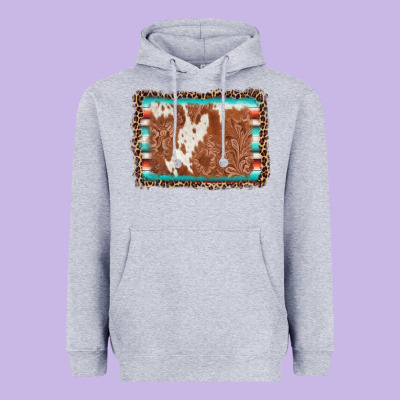 Leopard Serape Cowhide  Leather Background Heavyweight Hoodie Designed By Adodesignshop