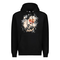 Black believe buffalo plaid white christmas santa claus Premium Hoodie - MaliasSmallBusiness