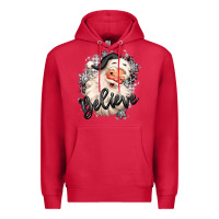 Cardinal believe buffalo plaid white christmas santa claus Premium Hoodie - MaliasSmallBusiness
