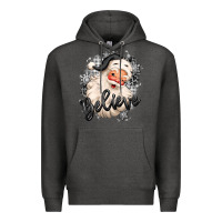 Charcoal Heather believe buffalo plaid white christmas santa claus Premium Hoodie - MaliasSmallBusiness