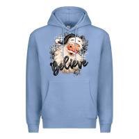 Colony Blue believe buffalo plaid white christmas santa claus Premium Hoodie - MaliasSmallBusiness
