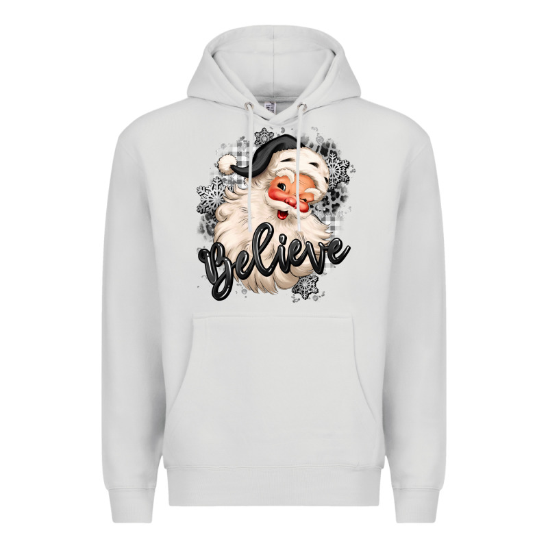 Believe Buffalo Plaid White Christmas Santa Claus Premium Hoodie by MaliasSmallBusiness | Teevron