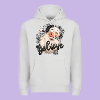 Believe Buffalo Plaid White Christmas Santa Claus Premium Hoodie Designed By Maliassmallbusiness