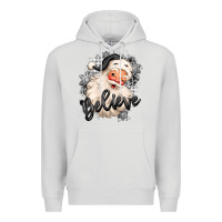 Dove Grey believe buffalo plaid white christmas santa claus Premium Hoodie - MaliasSmallBusiness