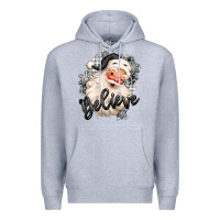 Heather Grey believe buffalo plaid white christmas santa claus Premium Hoodie - MaliasSmallBusiness