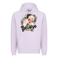 Lilac believe buffalo plaid white christmas santa claus Premium Hoodie - MaliasSmallBusiness