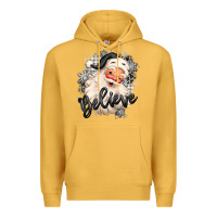 Mustard believe buffalo plaid white christmas santa claus Premium Hoodie - MaliasSmallBusiness