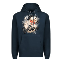Navy believe buffalo plaid white christmas santa claus Premium Hoodie - MaliasSmallBusiness