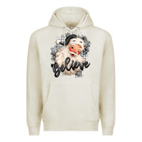 Oatmeal Heather believe buffalo plaid white christmas santa claus Premium Hoodie - MaliasSmallBusiness
