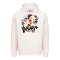 Pale Pink believe buffalo plaid white christmas santa claus Premium Hoodie - MaliasSmallBusiness