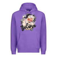 Purple believe buffalo plaid white christmas santa claus Premium Hoodie - MaliasSmallBusiness