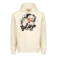 Sandshell believe buffalo plaid white christmas santa claus Premium Hoodie - MaliasSmallBusiness