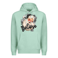Seafoam believe buffalo plaid white christmas santa claus Premium Hoodie - MaliasSmallBusiness