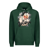 Sports Green believe buffalo plaid white christmas santa claus Premium Hoodie - MaliasSmallBusiness