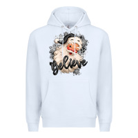 White believe buffalo plaid white christmas santa claus Premium Hoodie - MaliasSmallBusiness