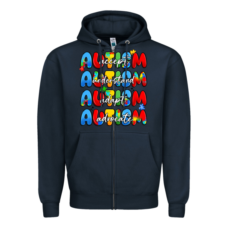 Autism Accept Understand Adopt Advocate Zipper Hoodie by JahusDesignShop | Teevron