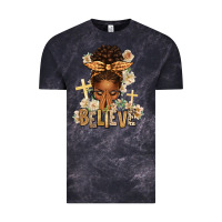 Cloud Black believe praying afro messy bun Vintage Tee - texasbilliewilder