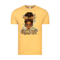 Vintage Mustard believe praying afro messy bun Vintage Tee - texasbilliewilder