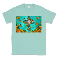 Seafoam bull skull cross skinny metal can holder Classic Tee - HRA Design Shop