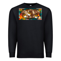 Black western cow cockerel chick  serape leopard sunflowers license plate te Premium Sweatshirt - BarkalooDesign