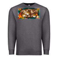 Charcoal Heather western cow cockerel chick  serape leopard sunflowers license plate te Premium Sweatshirt - BarkalooDesign