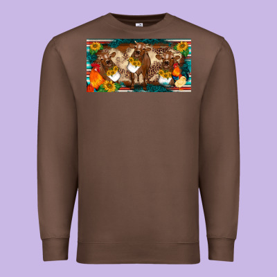 Western Cow Cockerel Chick  Serape Leopard Sunflowers License Plate Te Premium Sweatshirt Designed By Barkaloodesign