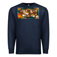 Navy western cow cockerel chick  serape leopard sunflowers license plate te Premium Sweatshirt - BarkalooDesign
