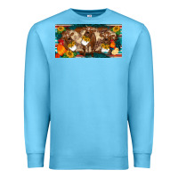 Ocean Blue western cow cockerel chick  serape leopard sunflowers license plate te Premium Sweatshirt - BarkalooDesign