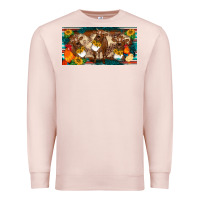 Pale Pink western cow cockerel chick  serape leopard sunflowers license plate te Premium Sweatshirt - BarkalooDesign