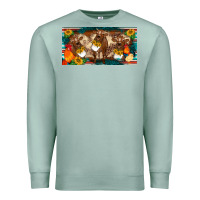 Seafoam western cow cockerel chick  serape leopard sunflowers license plate te Premium Sweatshirt - BarkalooDesign