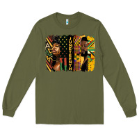 Army Green juneteenth brush stroke Long Sleeve Tee - HRA Design Shop